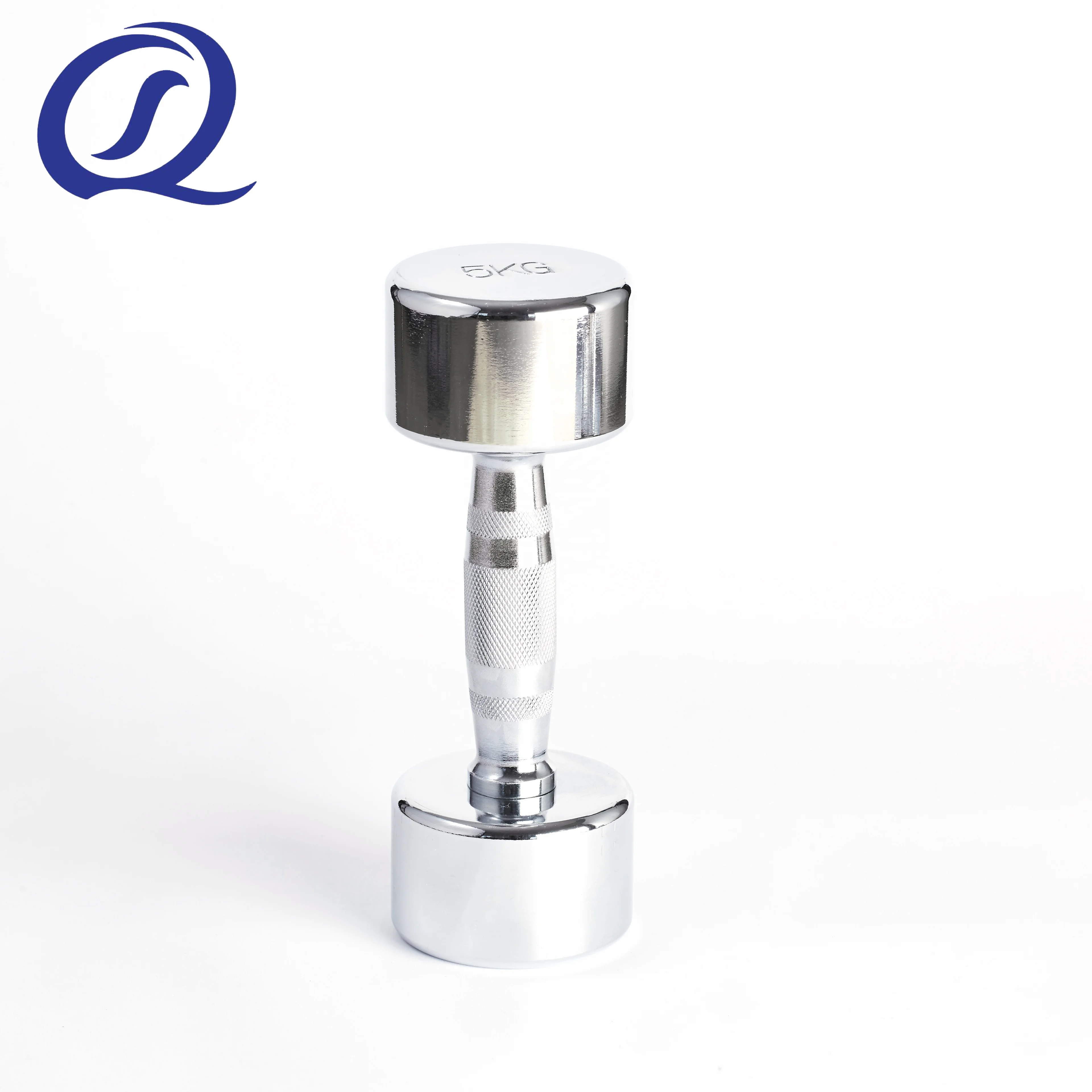 Professional Wholesale Gym Weightlifting Silver Fixed Round Electroplating Steel Chromed Dumbbells