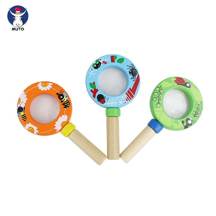 2021 The factory custom new style Wooden magnifying glass kids observation tool