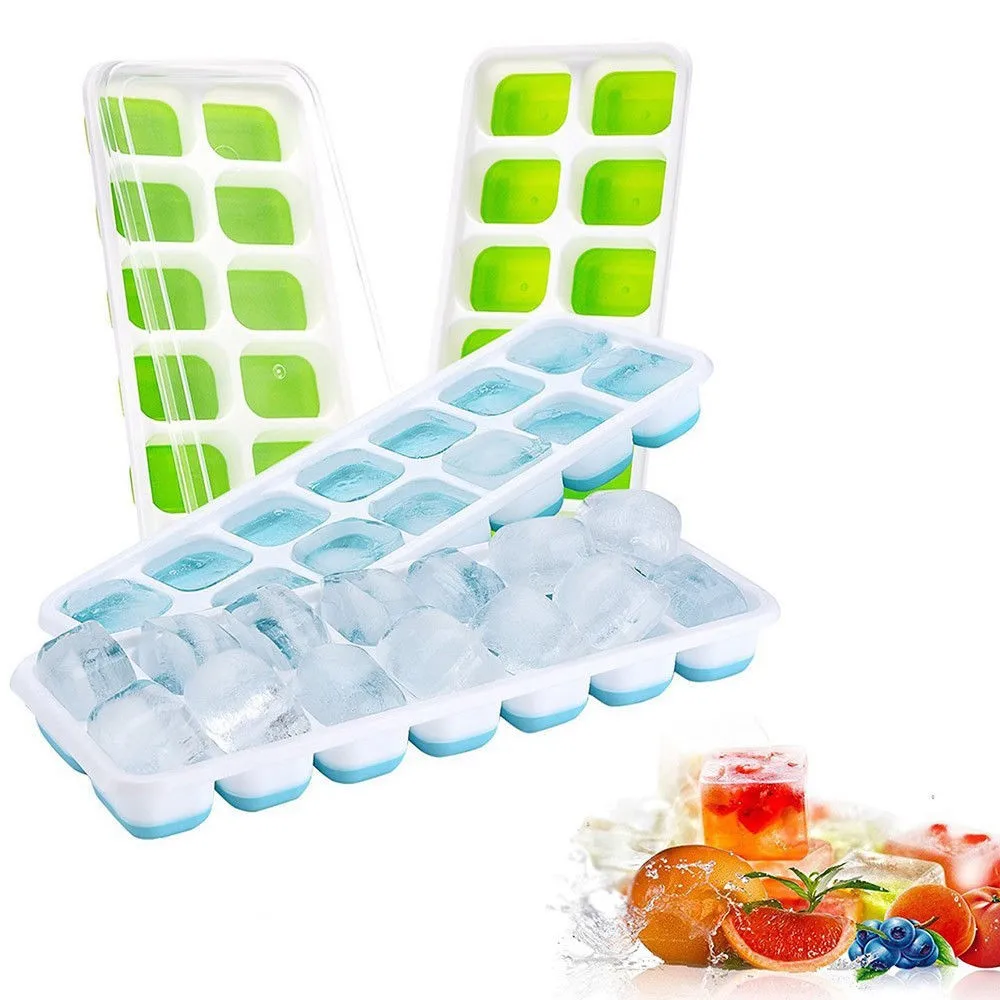 Wholesale Custom 14-Ice Mold Maker Easy Release Flexible Ice Cube Tray With Lids