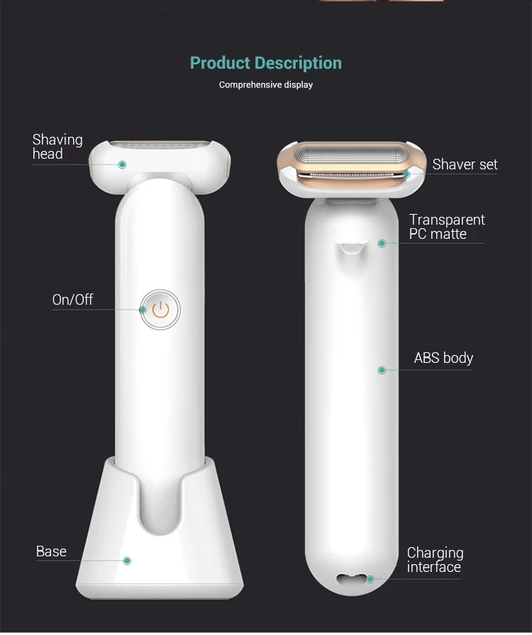 
2021 Hot Patented Body Washable Good Electric Shavers Clean Hair Removal with LED light 