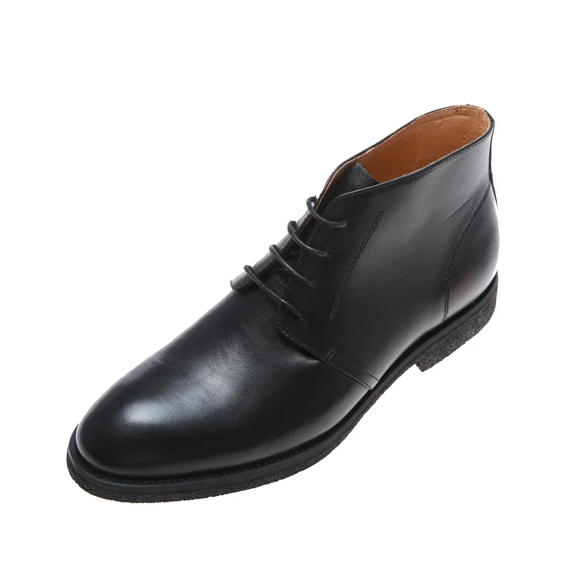 Black Finished Leather Chelsea Boots Men, Genuine Leather Winter Mens Boots, 2002 New Product Ankle Boots