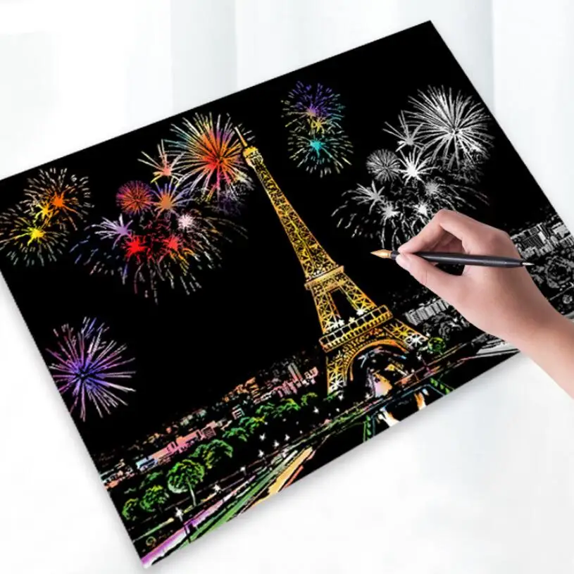 Custom scratch painting rainbow scratch art paper engraving art crafts diy creative art