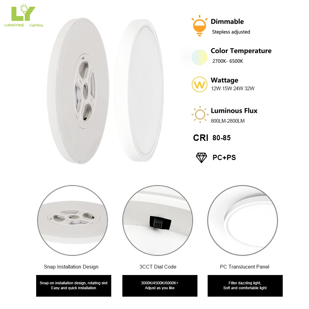 Frameless Design Wholesale Hot Sale Dimmable Surface Mounted Ceiling Lamp Back Lit Led Panel Light Round