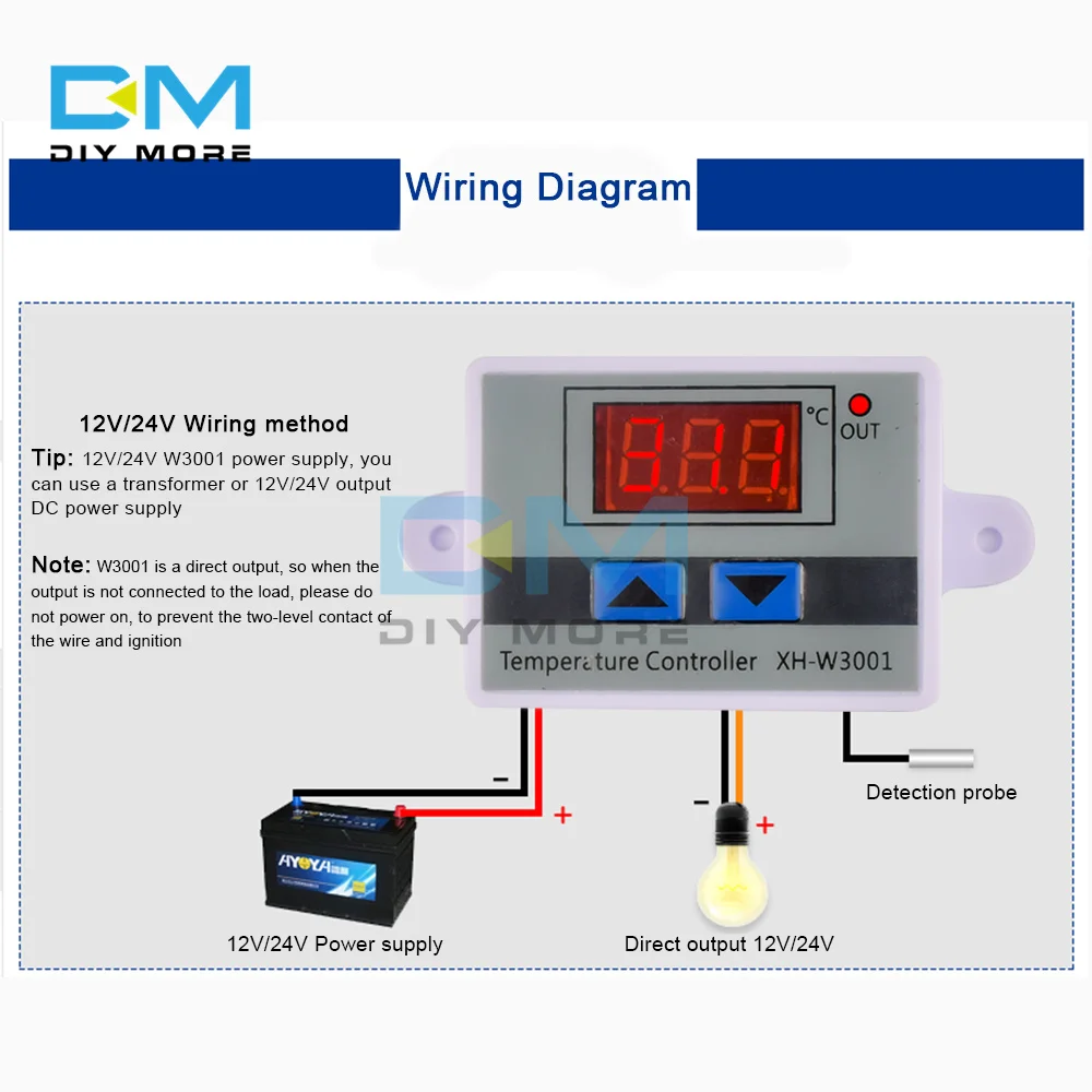 XH-W3001 12V 24V 220V Microcomputer Digital Temperature Controller Thermostat Intelligent Electronic Temperature Control Switch