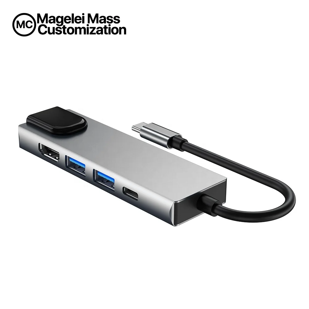 Promote 5 In 1 Type C To USB2.0 Usb3.0 HDMI PD RJ45 Ethernet Usb Docking Station 5 Port USB C 2 Usb 3.0 porn Type C Hub