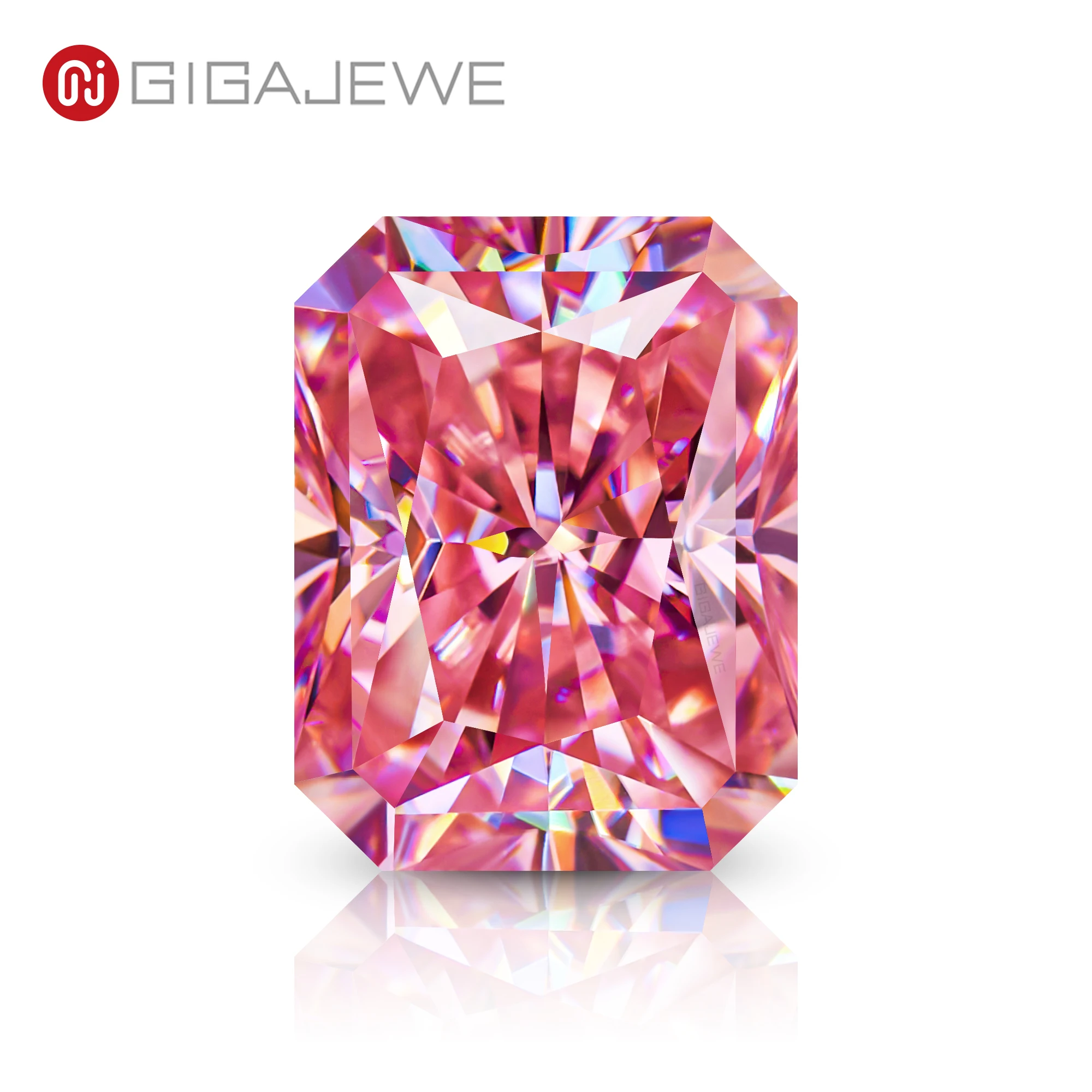 GIGAJEWE Sakura pink Color Moissanite Stone Radiant Cut  Synthetic Moissanite diamond for jewelry making