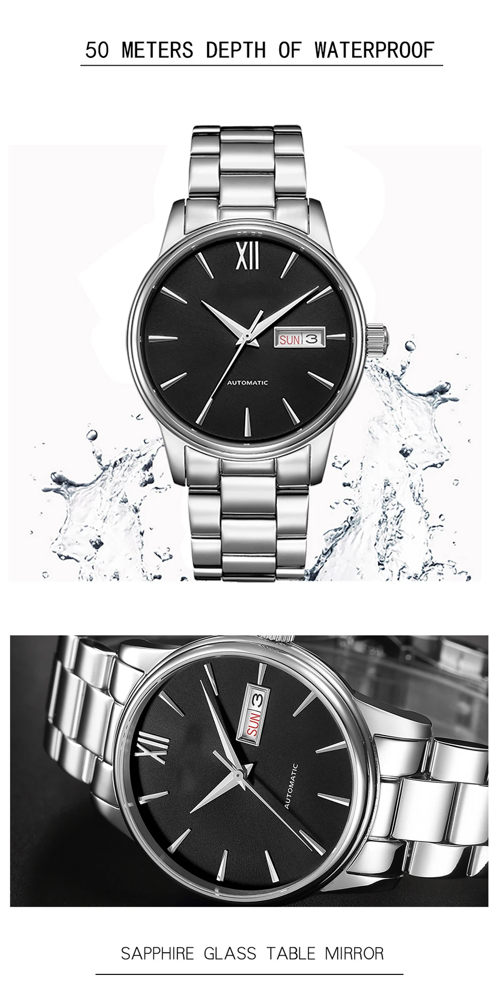 Sedex audit Guangdong manufacturer custom watch dial colour movement straps luxury mens style mechanical watches