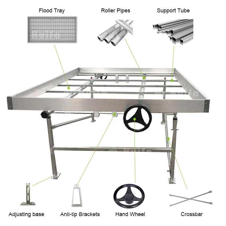 Hydroponic Flood Grow Table Custom Size Rolling Benches Serving The Us Canada And Thailand Markets