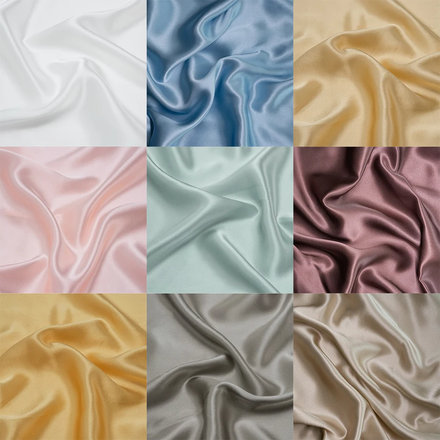 In stock silk satin fabric 16mm 19mm 22mm 100% Silk Fabric 6A Grade Mulberry Silk Fabric for woman