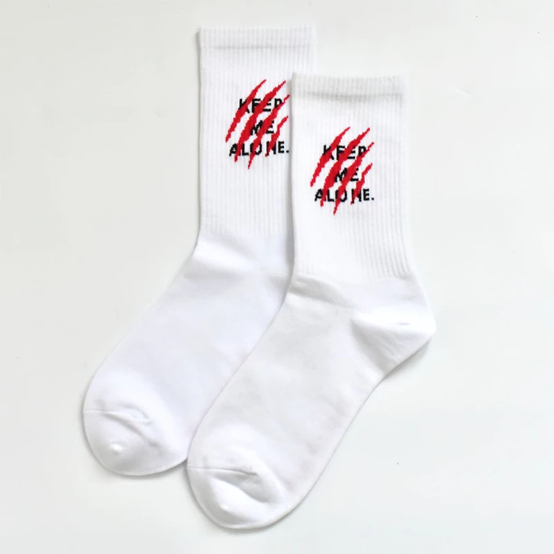 Custom Logo Print Men Socks Wholesale Dress Black White Socks