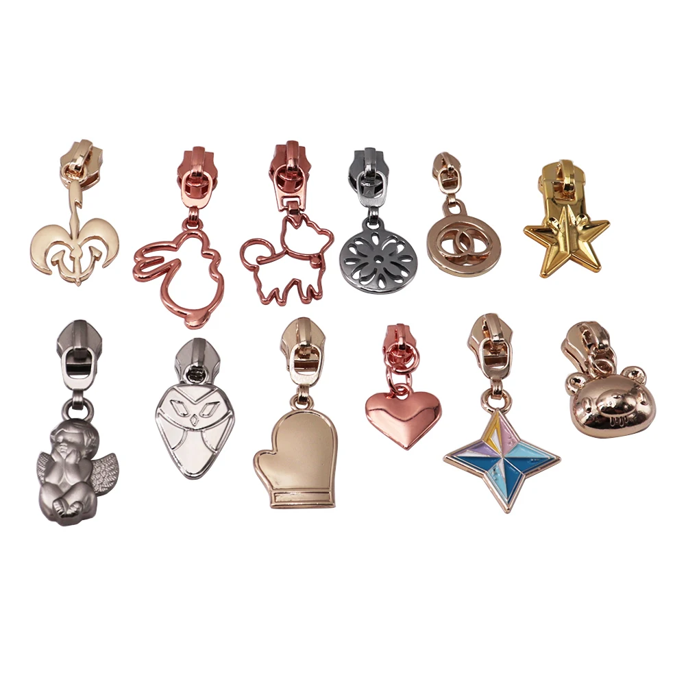 Custom Zinc Alloy Brand Logo Popular Free Design Customized Cheap Plating metal zipper puller slider