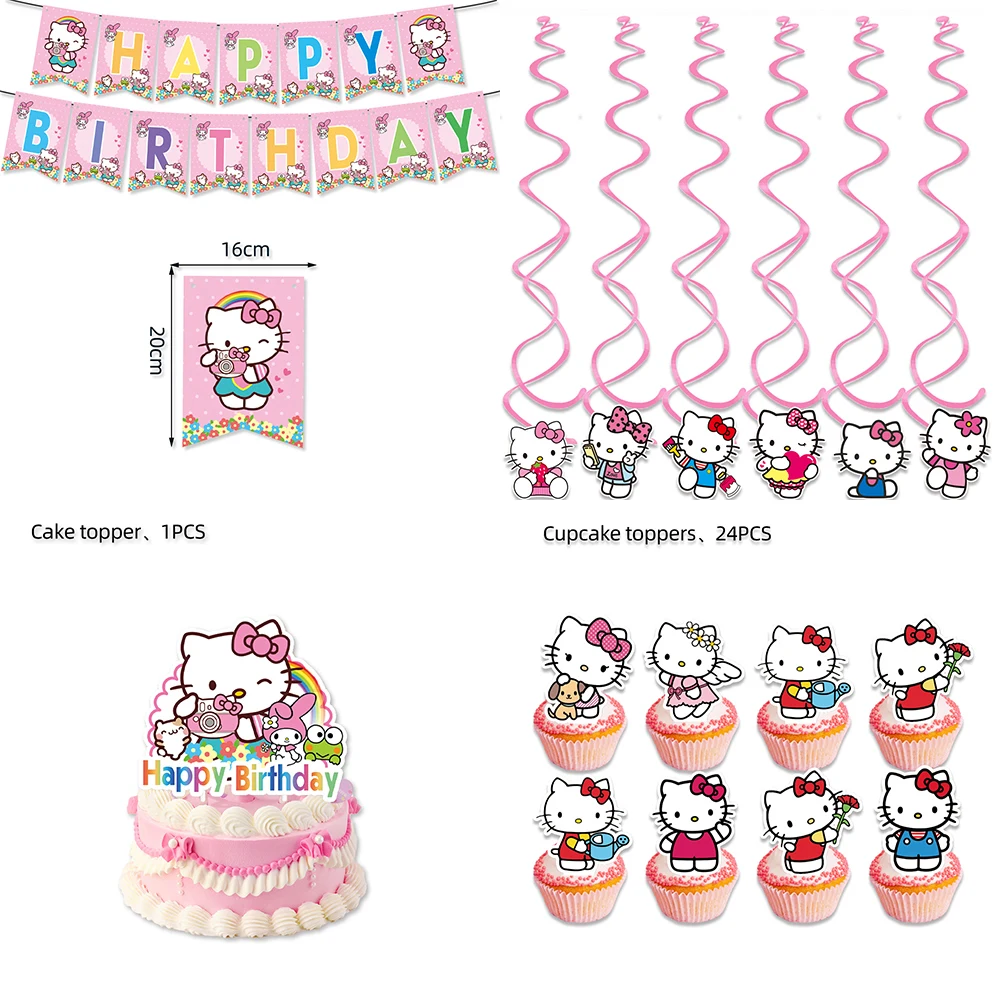 Hello Kitty Party Paper Tableware Decoration Birthday Party Paper Cups Customized Service
