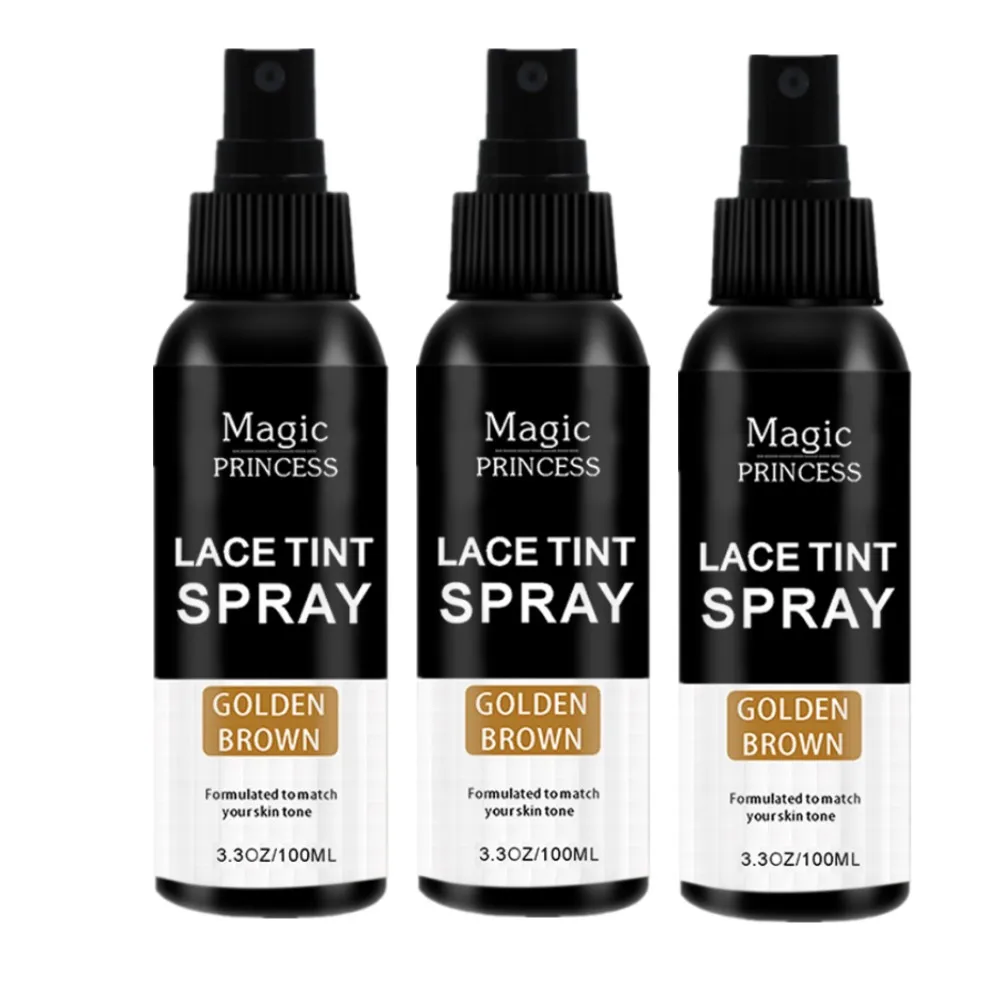 Custom Logo Waterproof 100ML Medium Dark Brown Hair Lace Dye Spray Lace Tinting Wigs Frontals And Closures Lace Tint Spray