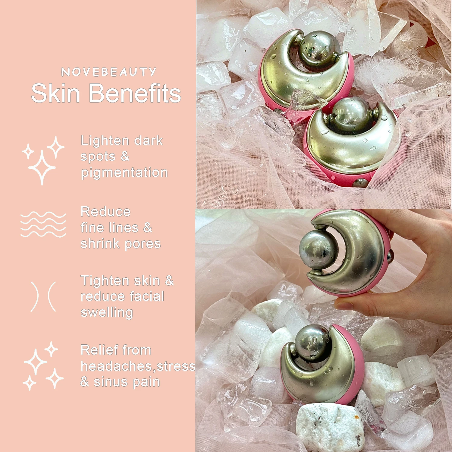 2024 Mini Ice Globe Set Stainless Steel Facial Cryo Massage Balls for Home Beauty Dual-head Design