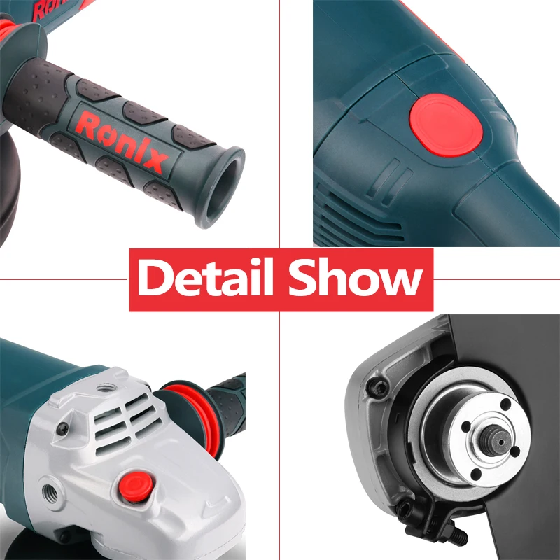 Ronix Angle Grinder 3231 180mm 2400W Portable Wood Steel Metal Angle Grinder Cutting Grinding Tools Cutter Machine