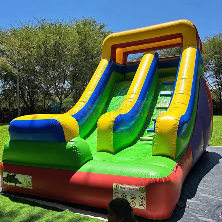 Outdoor backyard waterslide commercial colorful toboggan water slide inflatable with pool game jumping kids and adults