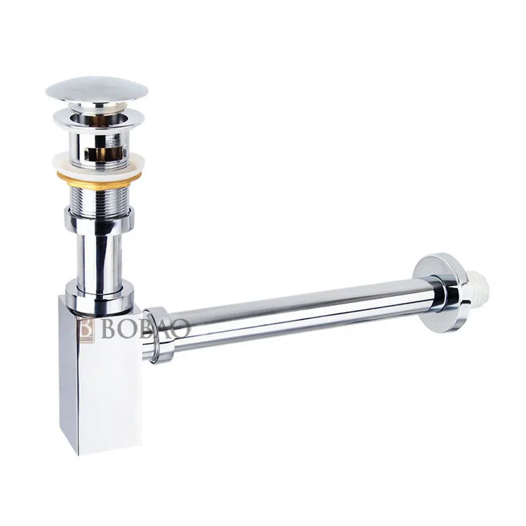 Bathroom Accessories Basin Siphon Brass Square Modern Sink Decorative Bottle Trap