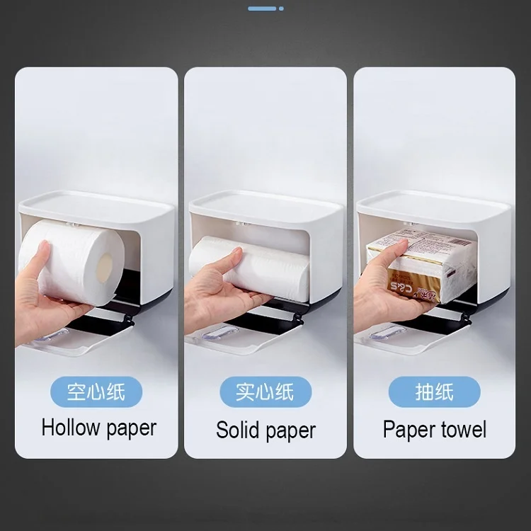 2023 Best Seller Novelty Plastic Bathroom Toilet Roll Paper Holder Kitchen Sink Waterproof Paper Towel Holder with Phone Shelf