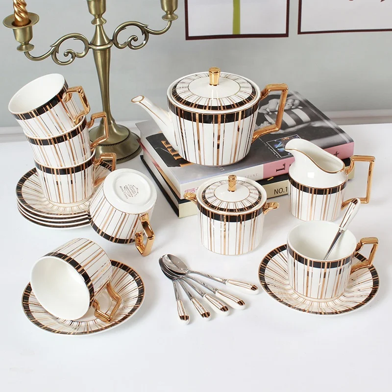 High Quality Tea Cup Sets Bone China Arabic Coffee Cups Luxury Tea Cup Sets Ceramic Drinkware  Teapots And Teacups