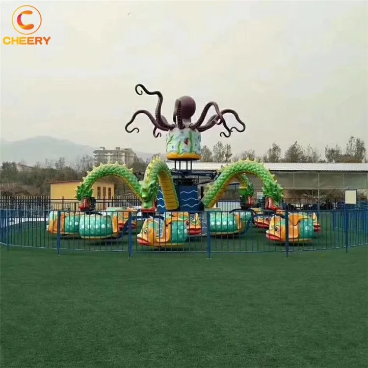 Cheery amusement park games machine mechanical equipment shaking head happy flying octopus carnival ride