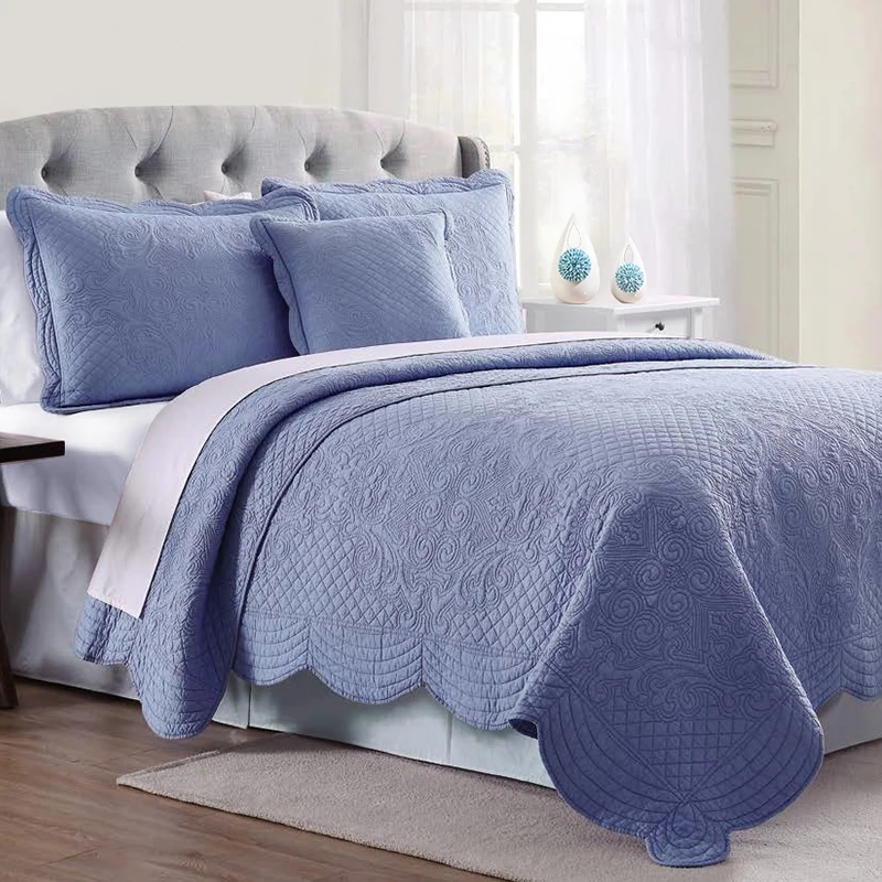 Роскошный мягкий однотонный Комплект постельного белья хлопковое покрывало покрывала для