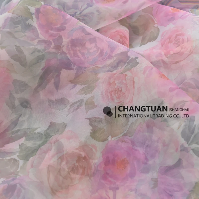 Wholesale Organza Silk Saree Cheap Organza Fabric Floral Printed Organza Dress Material
