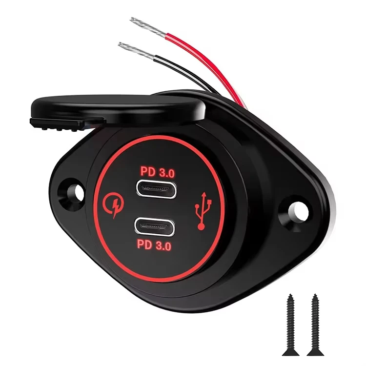 Best Price 54W Dual PD Wall Outlet Car Charger New Flip-Top Lid Mount Cars Bus Boat RV Type C Motorcycle Golf Made Durable PC