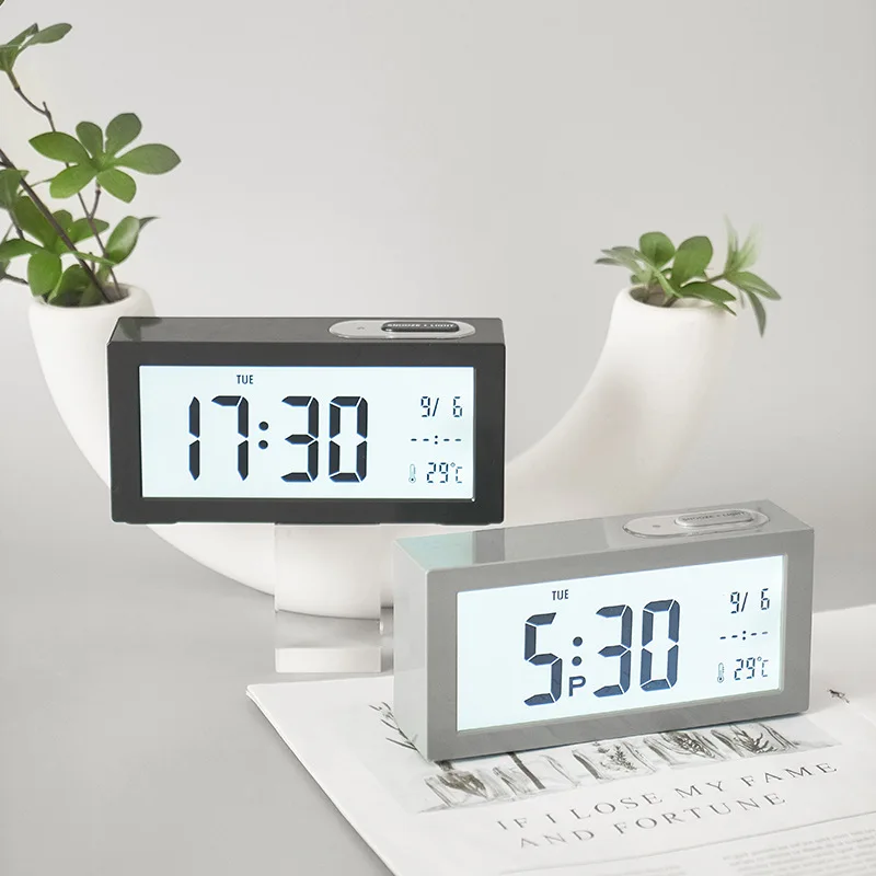 Multifunctional Digital Calendar with Temperature LED Clock Simple Bedside 3 Sets Alarm Clock with Week Display Smart Clock