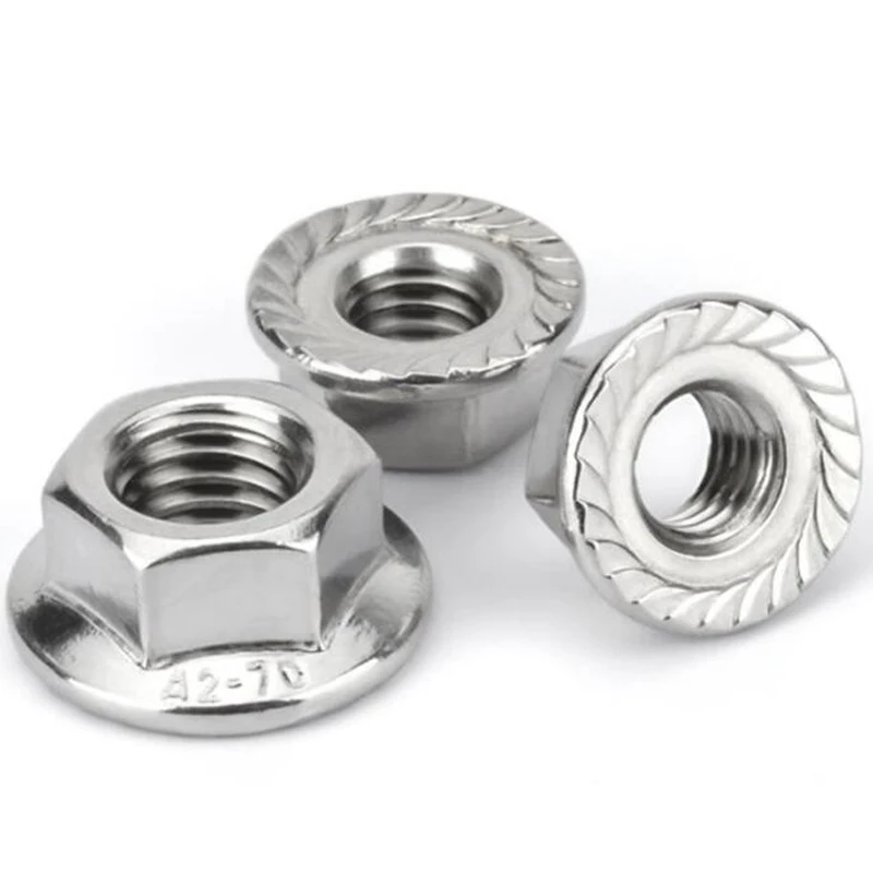 M6 M8 M10  M16 ASTM A193 A914 B8 B8M B8T ASTM A453 GR660 A286 18-8 Stainless Steel Serrated Hex  Flange nut DIN6923