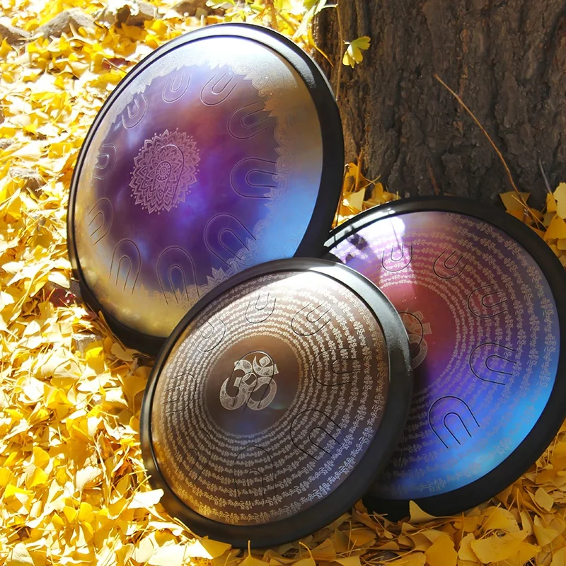 UU drum size musical scale handpan with free case and mallets steel tongue drum custom design logo D minor D major yoga