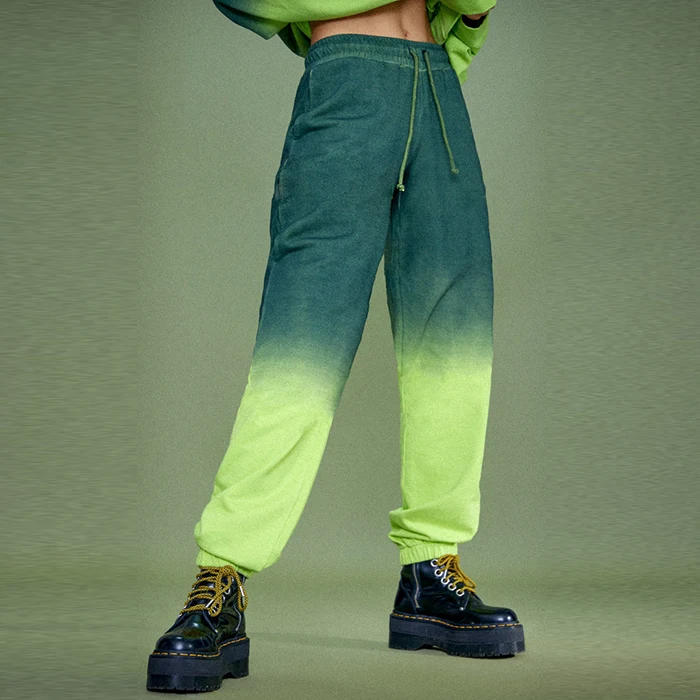 huilin manufacturer oem custom 100% cotton heavyweight sweatpants women new style elastic cuff ombre vintage sweatpants