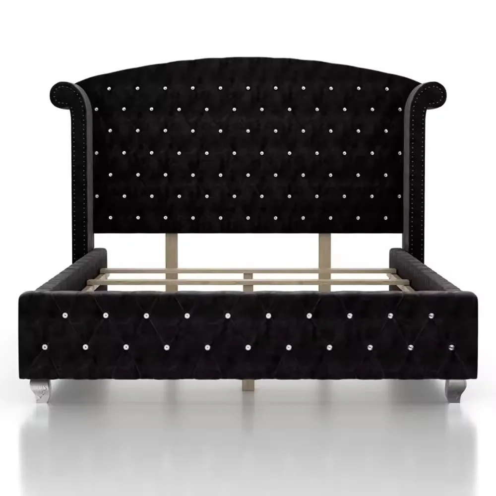 Docarelife Luxury Modern Hand Carved Velvet King Size Bedroom Furniture Set High Quality Bed