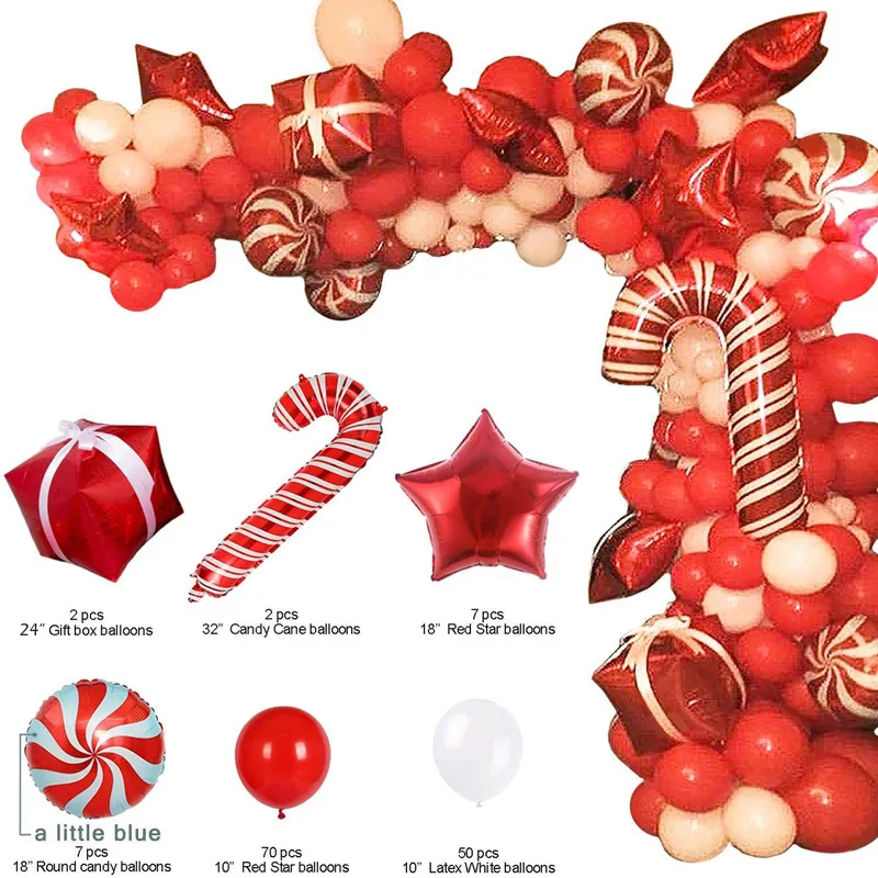 Hot Sale High Quality142pcs Red Merry Christmas Pull Flag Insert  Garland Party Decoration Foil Balloon Set