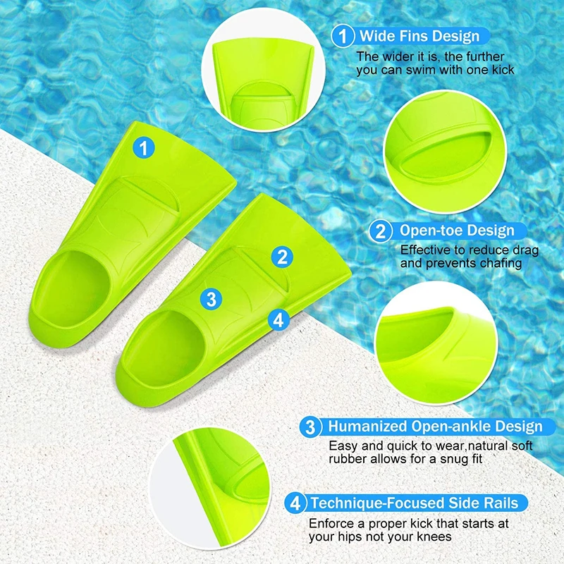  Professional Short Blade Silicone Free Diving Fins for and