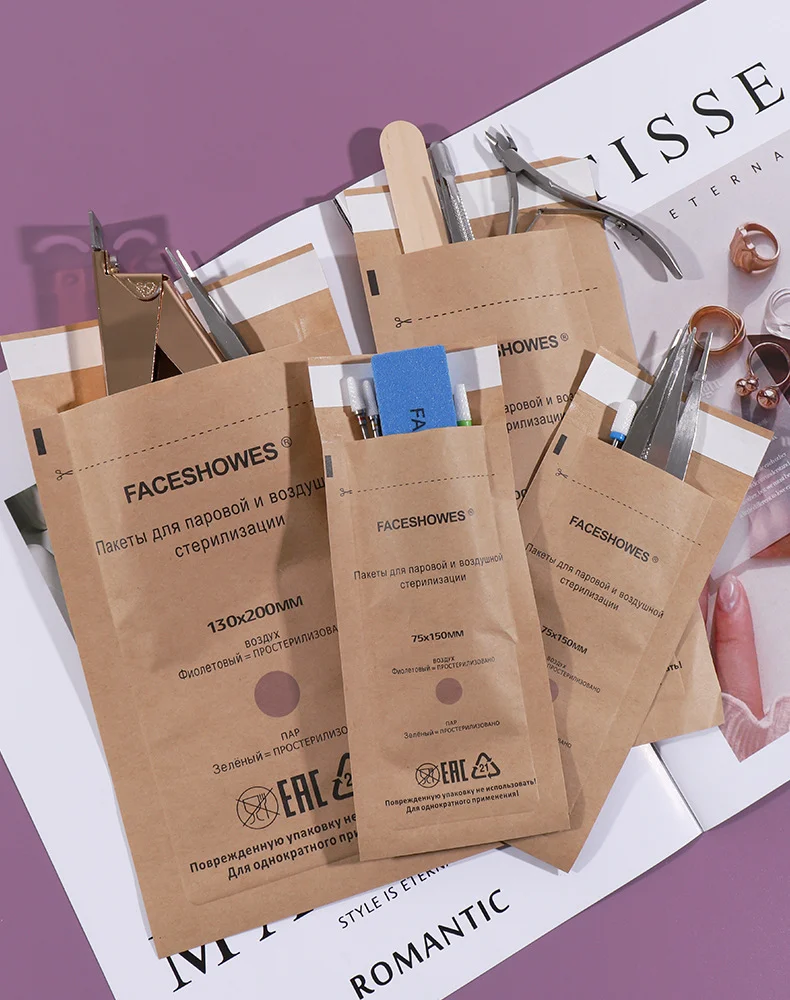 Factory Price Dental beauty Disinfection Bag Disposable Nail Salon 100*200mm Sterilization Self Sealing Pouch Bag