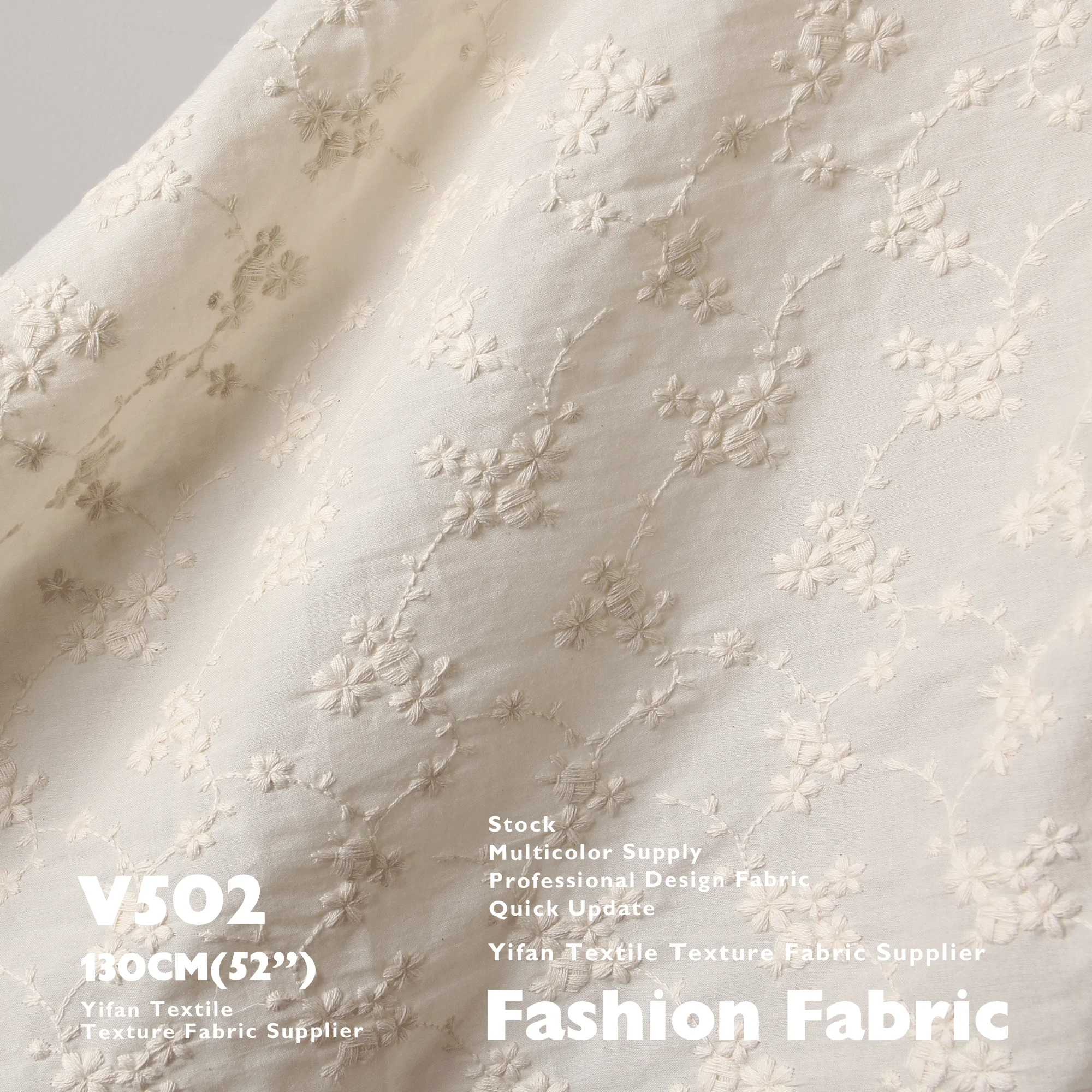 Design Small Flower Pattern Cotton Yarn Embroidery Fabric Embroidery Cloth For Home Textile Shirt Suspenders Sofa Cover Dress