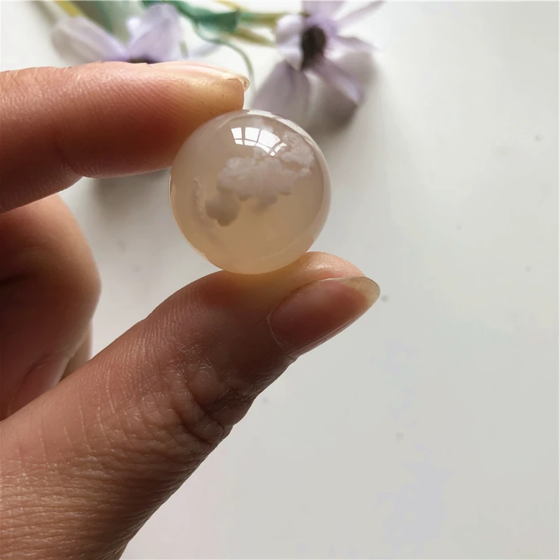 Wholesales natural smooth surface crystal cherry blossom agate gemstone single loop round beads bracelet for birthday gifts