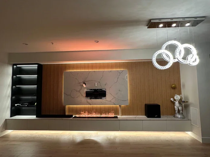 Commercial Office Decor Interior  LED Linear Electric Fireplace 3D Smart Atomizing Water Vapor Stoves Flame 0.8/1/1.2/1.5/1.8/2m