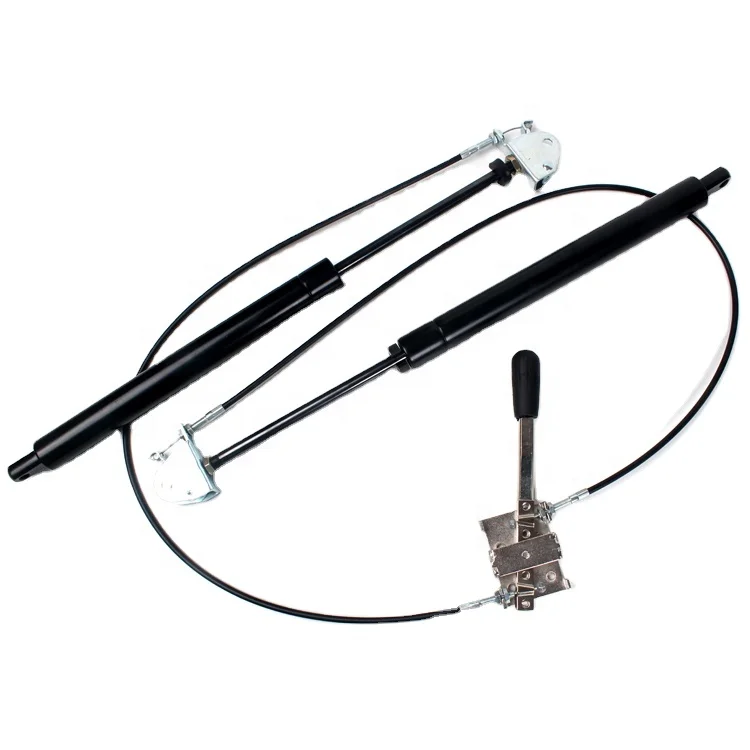 Lockable gas spring with cable and button