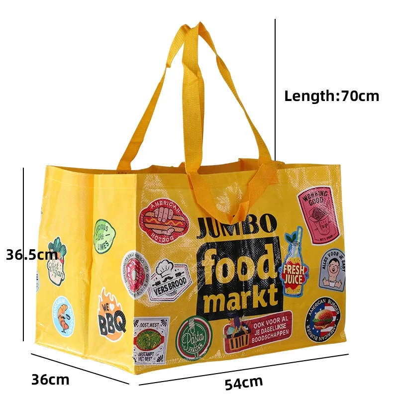 Eco friendly recycled pp woven foldable grocery supermarket reusable shopping bag large