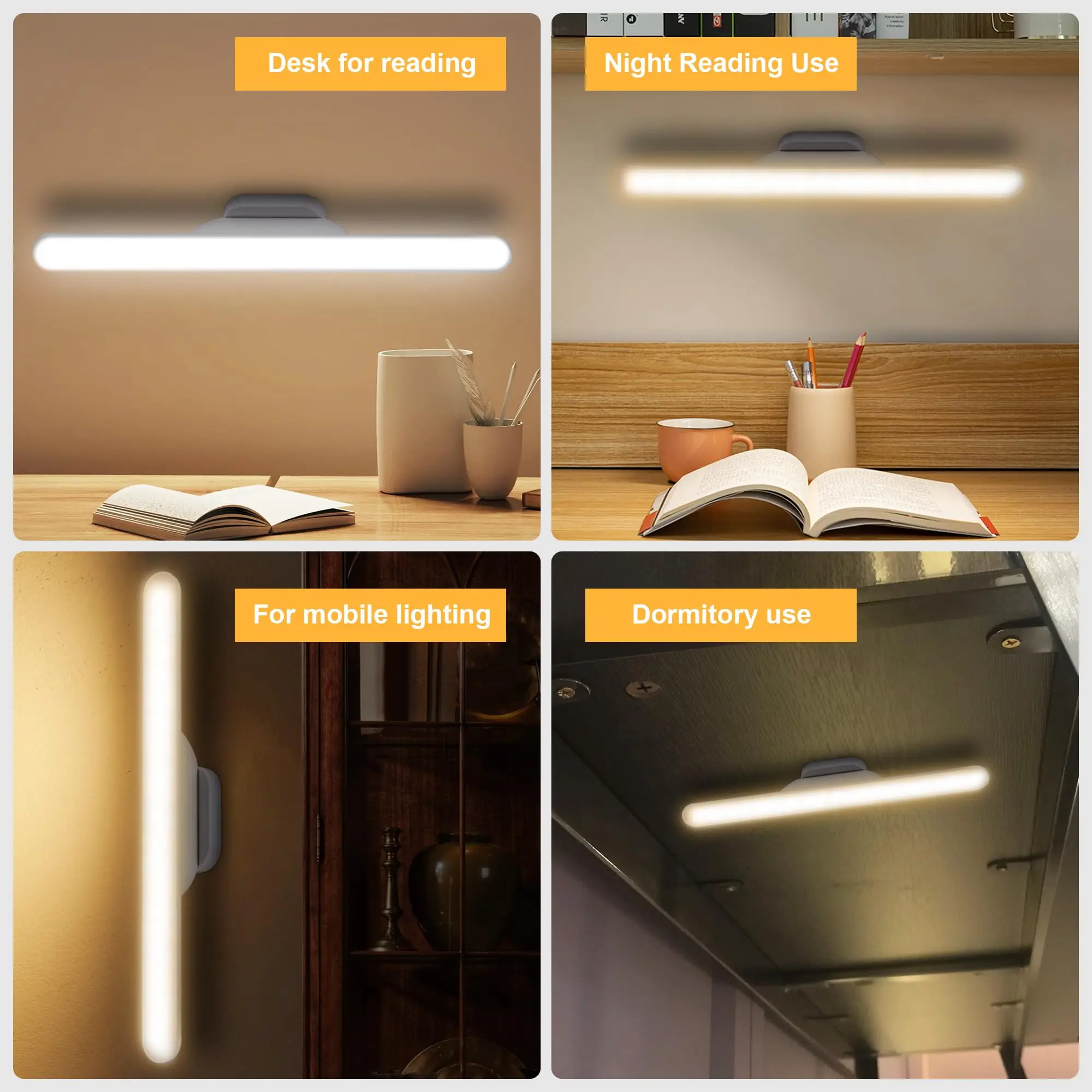 Tsinye Magnetic LED Light Bar Rechargeable Reading Light Rechargeable Wall Mounted Reading Lights Stick On Bunk Bed Lamp