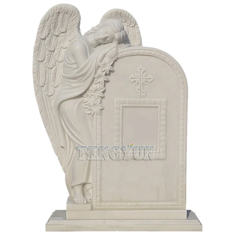 Custom modern designs marble unique angel statue monuments headstones