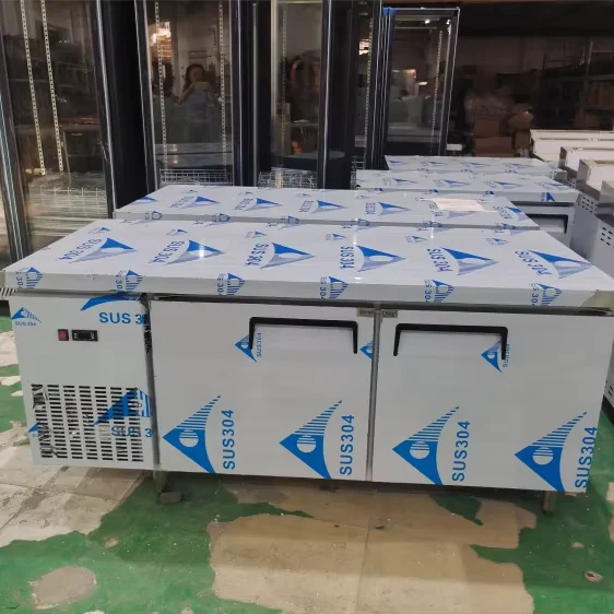 2-Door Commercial Kitchen Stainless Steel Undercounter Chiller Refrigerator 150cm Workbench Deep Freezer Fridge