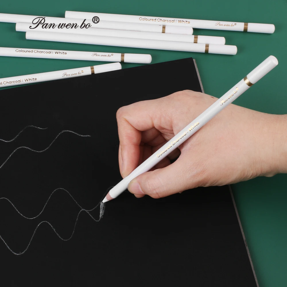 Panwenbo Customized Private Label Sketch Pencils12pcs/Set White Graphite Art Drawing Pencils Set