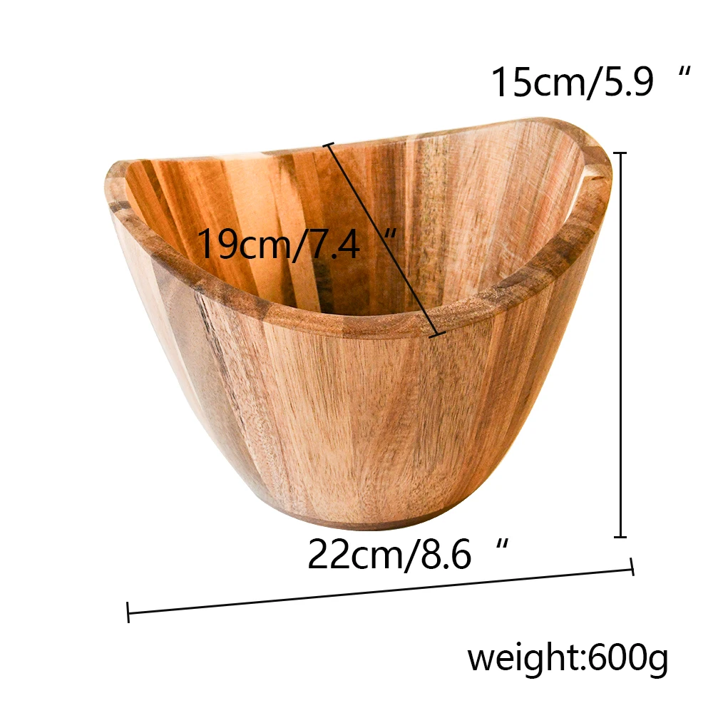 Youlike Oval Acacia Wooden Salad Bowl Set with Wooden Salad Serving Utensils Big Capacity