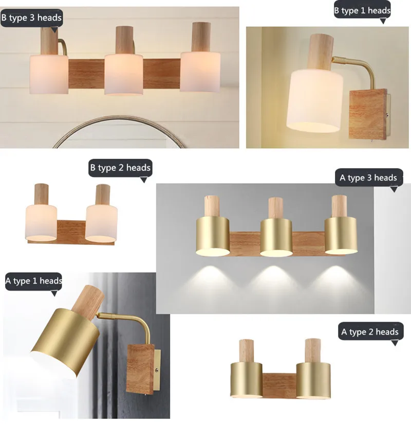 
2020 Hot Sales Wall Mounted Luminaire 360 Degree Freely Rotatable Wood Industrial LED Wall Lamp 