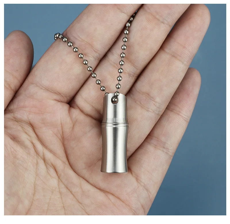 Stainless steel metal pill box round bamboo shape waterproof Moisture-proof sealed medicine bottle for the