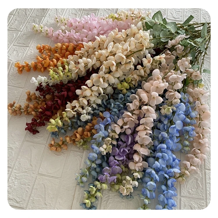 Wholesale Artificial Wisteria Hanging Flowers Silk Wisteria Flowers for Wedding Home Ceiling Decor Bean Flower Hanging Ornaments