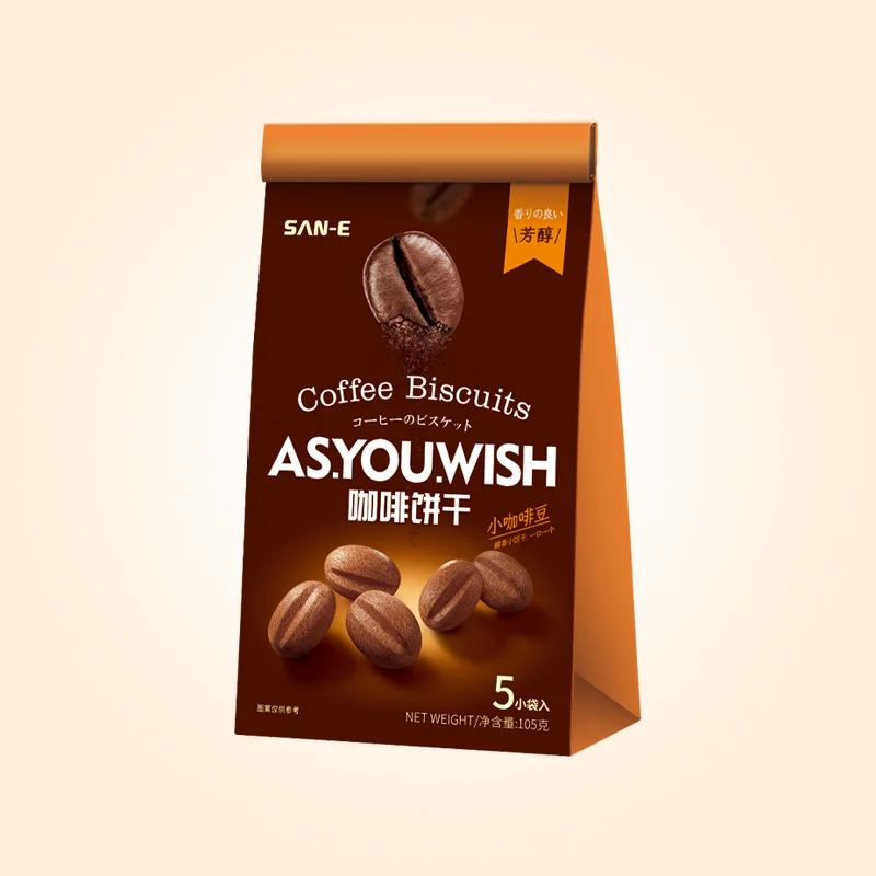 High quality OEM 105g Coffee biscuit manufacturing coffee flavor cracker crispy  Customization Cookie with sealing strip
