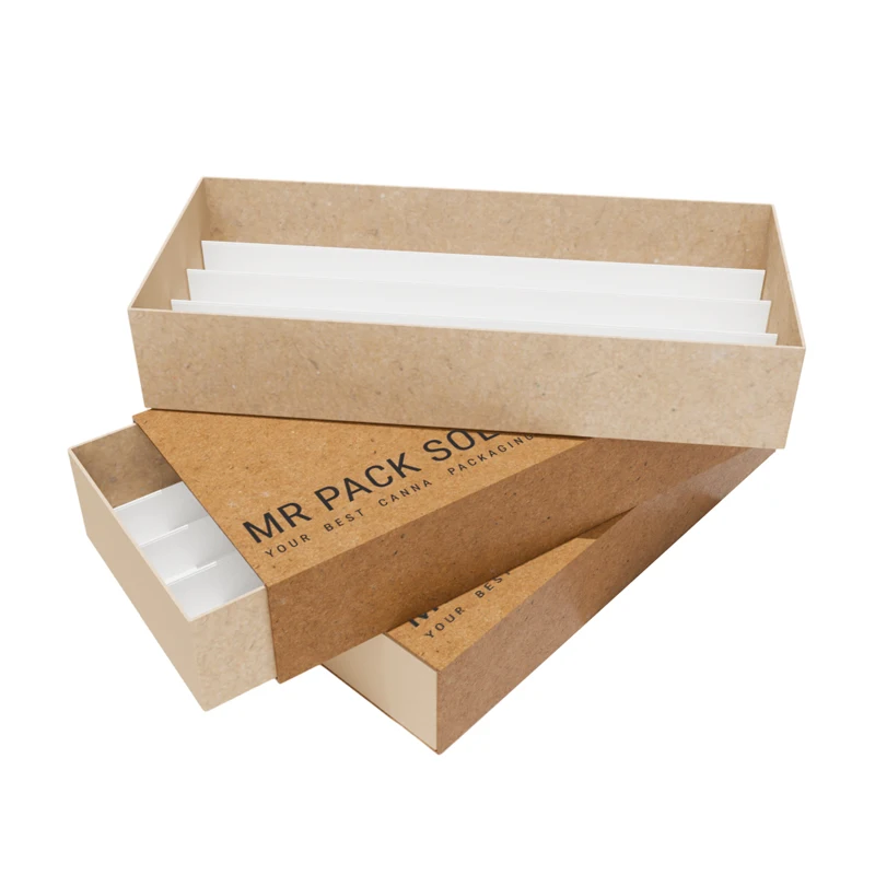 Premium Pre Stash Box Smell Proof Roll Pull Sustainable Eco Packaging Compostable Paper Box with Dividers